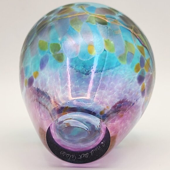 Robert Held Signed Vintage Art Glass Vase Purple Blue 4.5" High - Picture 9 of 15